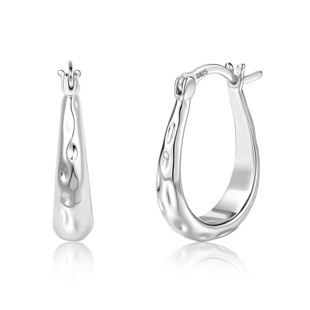 Sterling Silver Post Oval Hoop Earrings for Women Silver Hoop Earrings for Daily